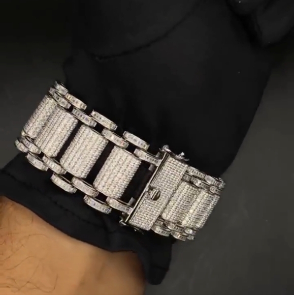 24ct Solid Sterling Silver 925 Bracelet Very Nice Big Heavy Custom - Picture 8 of 9